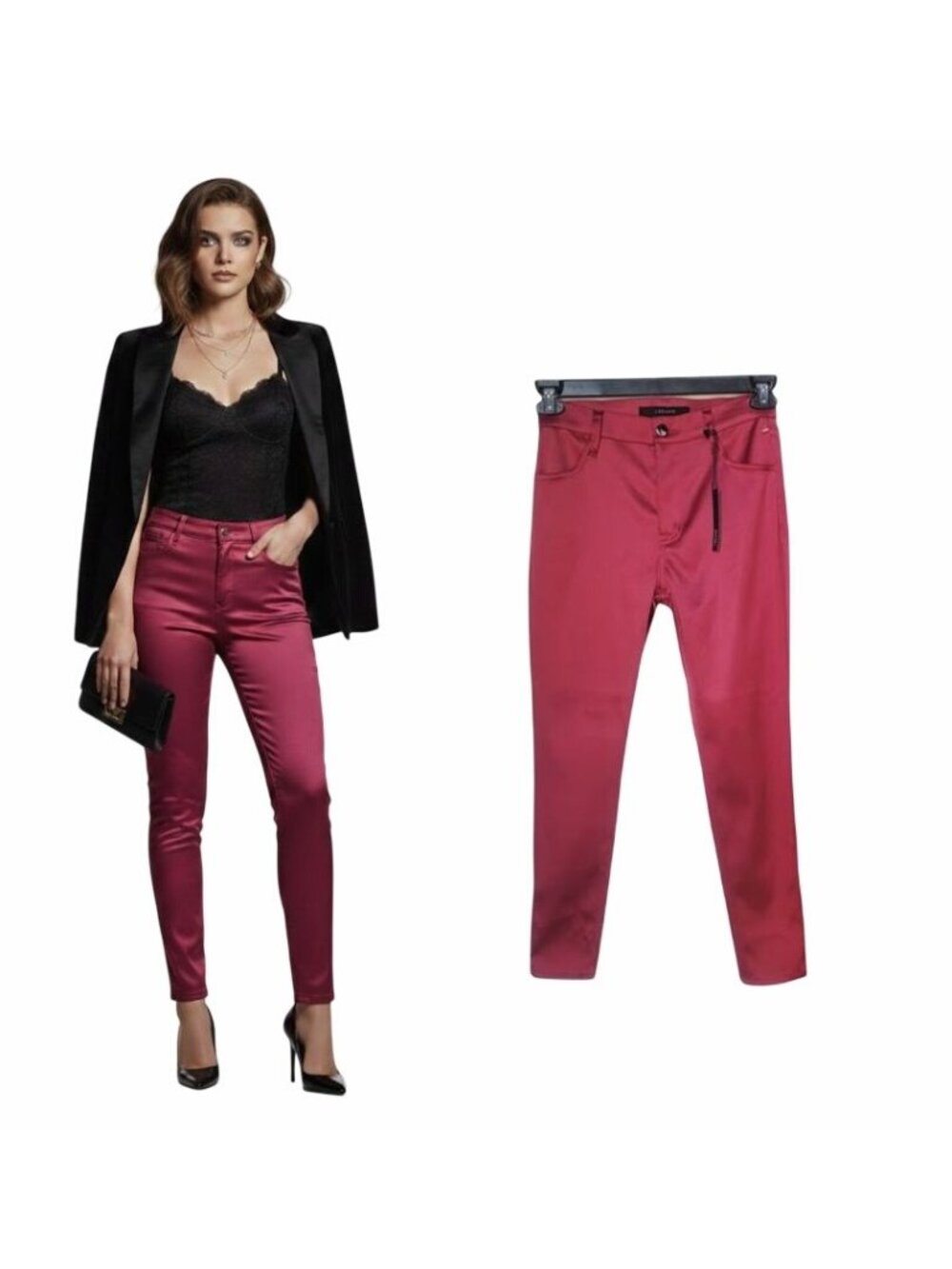 J Brand New Sz 25 Womens Pants Skinny Fit Trousers Elegant Burgundy JB002739 New